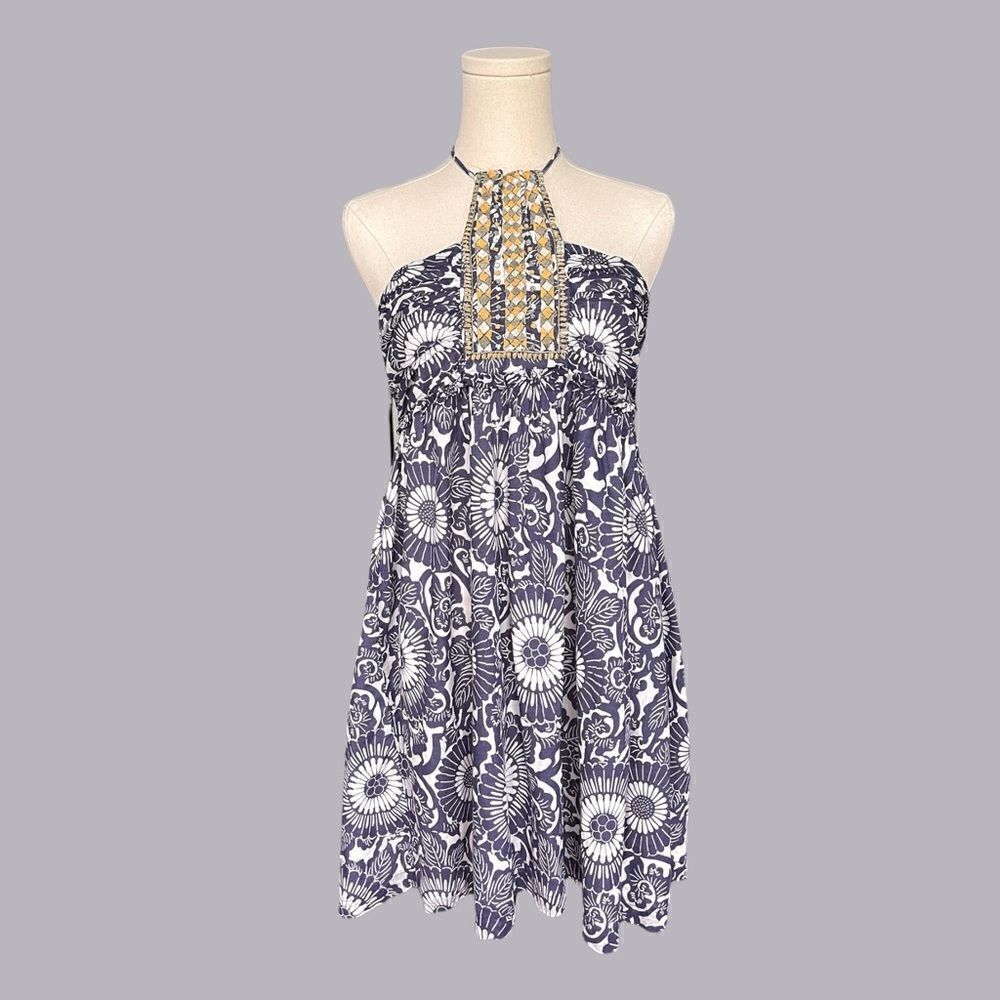 HOSS INTROPIA Floral print Halter Dress with embroidery detail Size 38